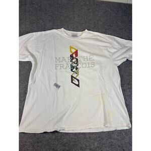 VINTAGE 90s Marithe Francois Girbaud Shirt Men XL White Graphic Short Sleeve Tee